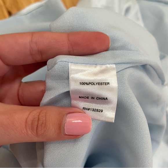 Superdown Billie Drape Midi Dress Dusty Blue Satin Size Medium NWT - Picture 8 of 13